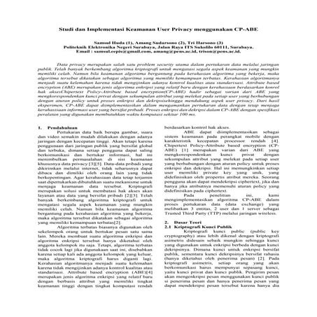 Studi dan implementasi keamanan user privacy menggunakan cp abe