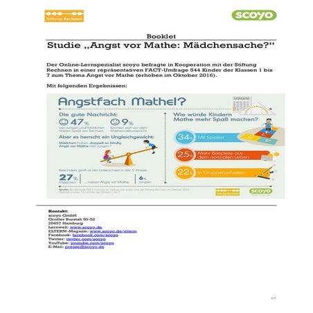 Booklet zur Studie "Angst vor Mathe: Mädchensache?"
