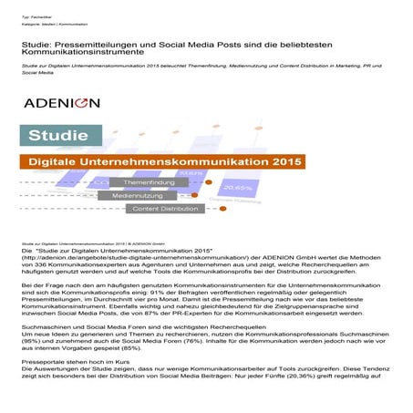 Studie: Pressemitteilungen und Social Media Posts sind die beliebtesten Kommu...