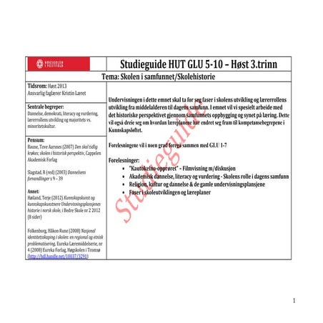 Studieguide skolehistorie