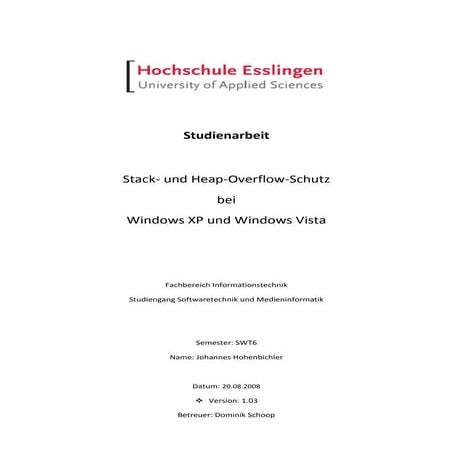 Stack- und Heap-Overflow-Schutz bei Windows XP und Windows Vista 