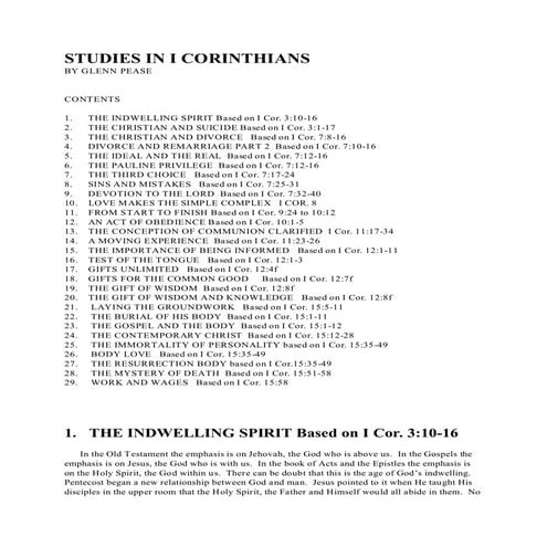 Studies in i corinthians