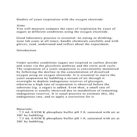 Studies of yeast respiration with the oxygen electrodeAims Y.docx