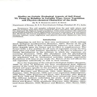 Studies on certain ecological aspects of soil fungi. VI