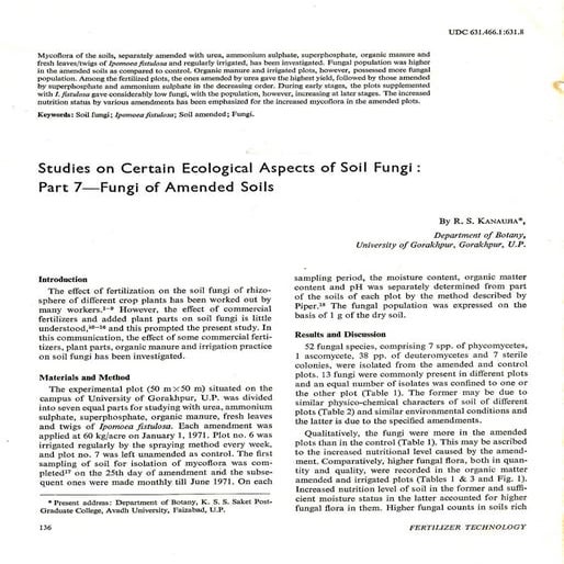 Studies on certain ecological aspects of soil fungi. VII