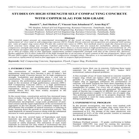 Studies on high strength self compacting concrete with copper slag for ...