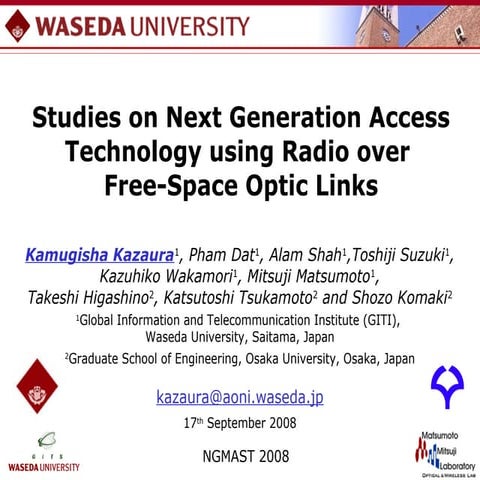 Studies on next generation access technology using radio over free space opti...