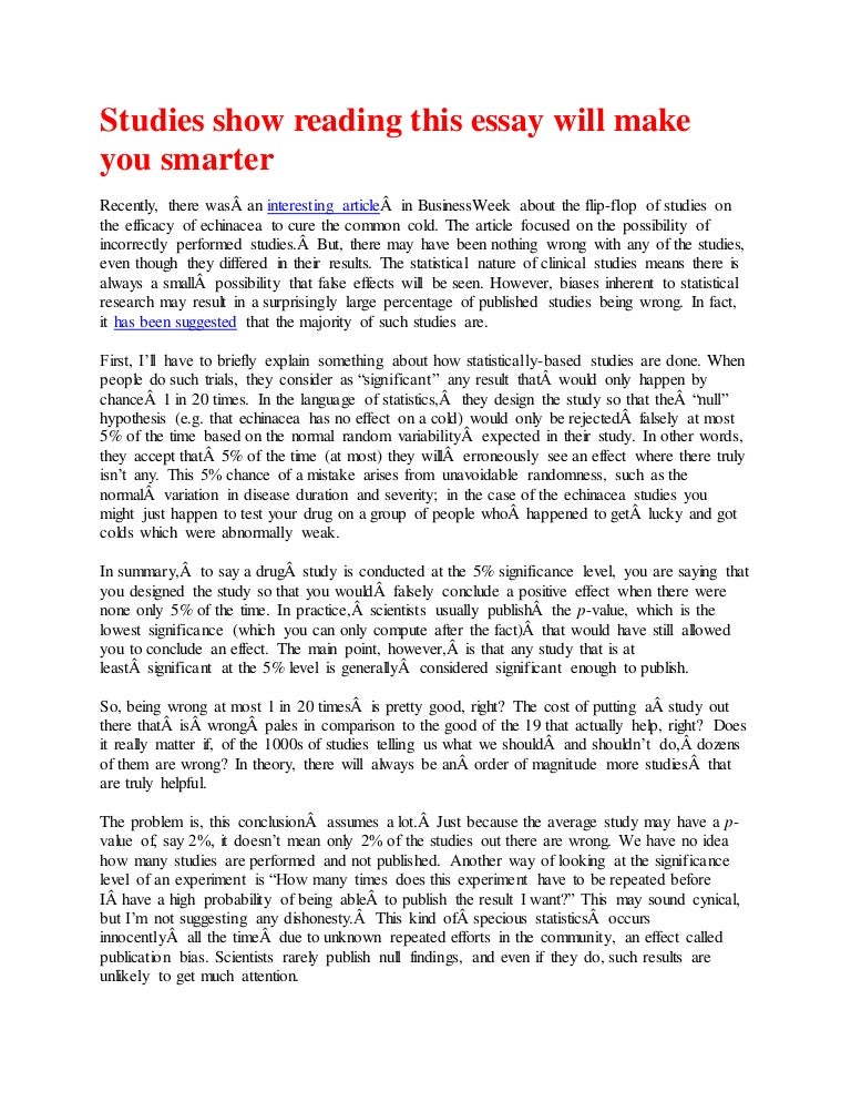 Studies show reading this essay will make you smarter 76