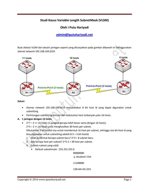Studi Kasus Variable Length Subnetmask (VLSM)