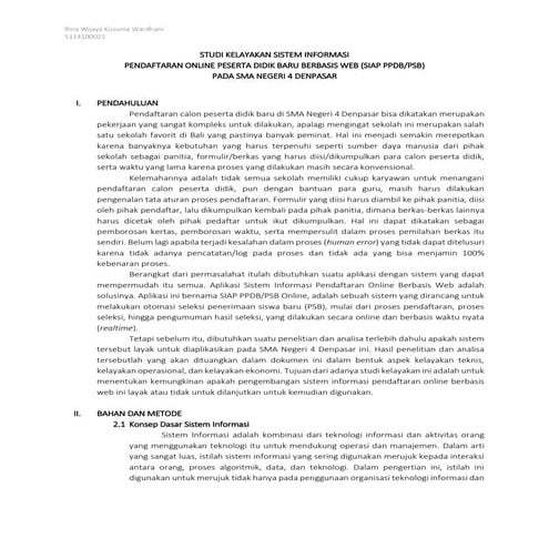 Dokumen Studi Kelayakan Sistem Pendaftaran Online Peserta Didik Baru Berbasis...