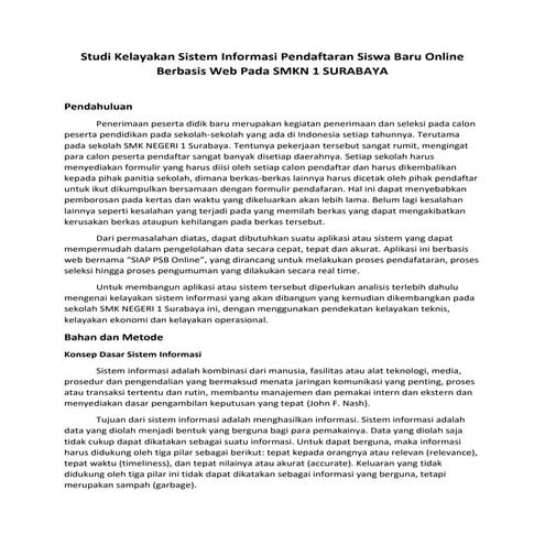 Studi kelayakan SIAP PSB Online