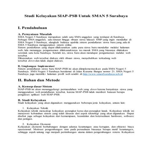 Studi kelayakan SIAP