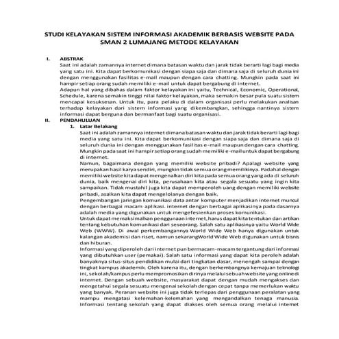 STUDI KELAYAKAN SISTEM INFORMASI AKADEMIK BERBASIS WEBSITE PADA SMAN 2 LUMAJA...