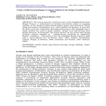 Place Based Studio Pedagogy - Mobile Design