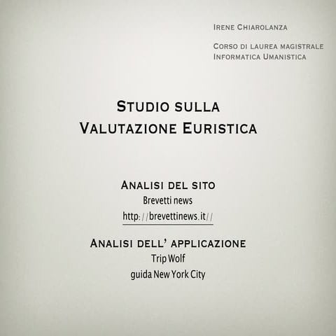Studio valutazione euristica - Irene Chiarolanza