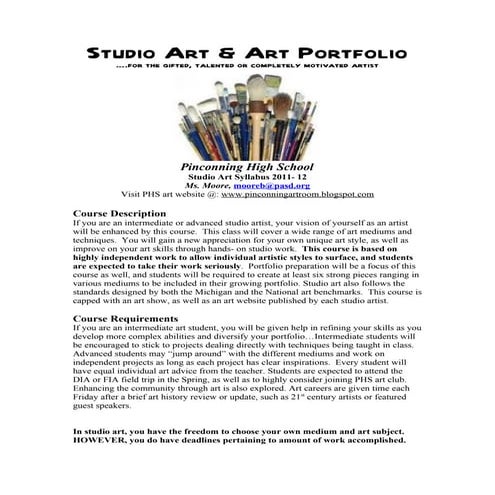 Studio art 2011 12 syllabus