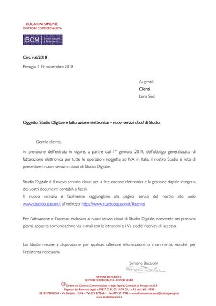 Modello lettera cambio sede legale