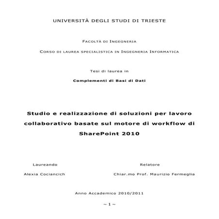 Studioerealizzazionedisoluzioniperlavorocollaborativobasatesulmotorediworkflo...