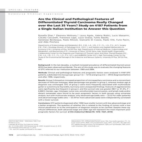Caratteristiche cliniche e patologiche del carcinoma differenziato della tiro...