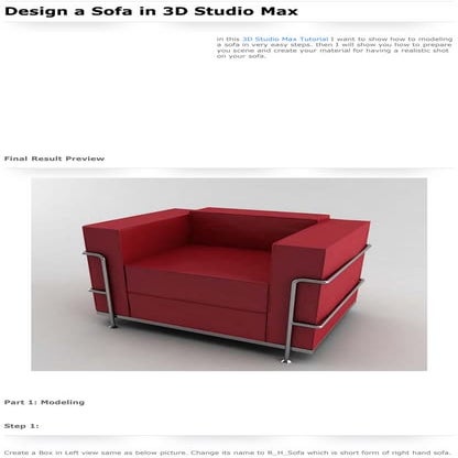 Studio max object tutorial 01 making of sofa