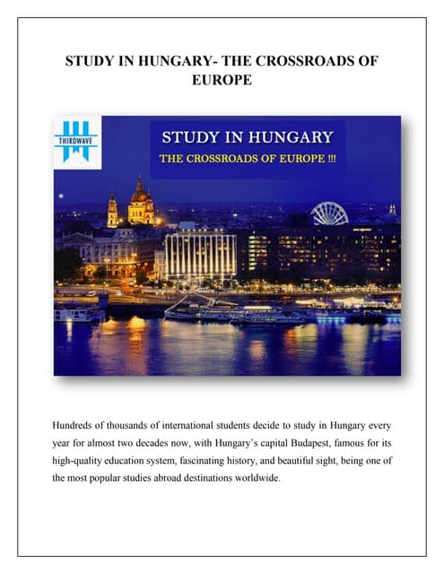STUDY IN HUNGARY- THE CROSSROADS OF EUROPE  PDF