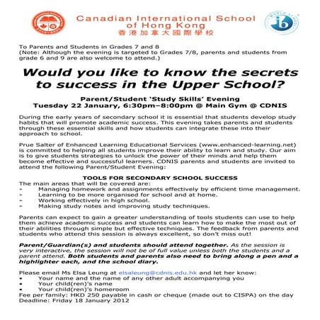 Study skills-evening 1.13.13