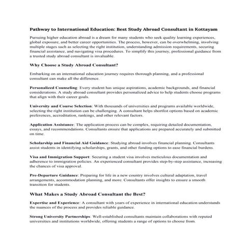 Best  study abroad  agency in   kottayam