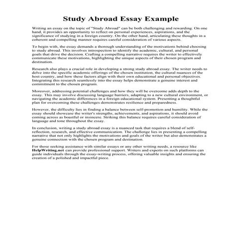 Study Abroad Essay Example