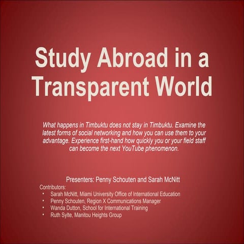 Study Abroad In A Transparent World