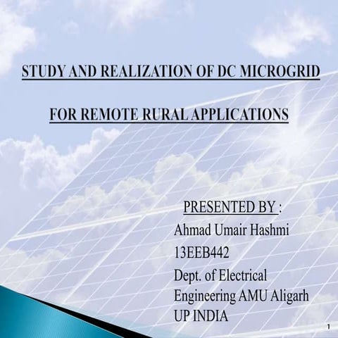 Study and realization of dc micro-grid for remote areas.