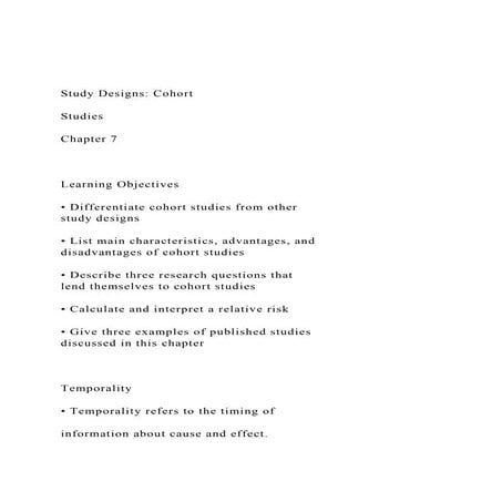 Study Designs Cohort StudiesChapter 7Learning.docx
