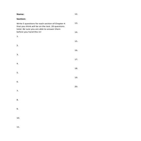 Study Guide for Chapter 4 Test | DOCX