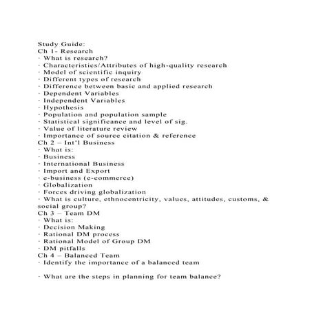 Study Guide Ch 1- Research· What is research· Characterist.docx