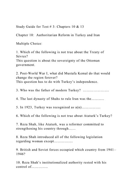 Study Guide For Test 3 Chapters 10 13chapter 10 Authori Docx Study Guide For Test 3 Chapters 10 13chapter 10 Authori Docx