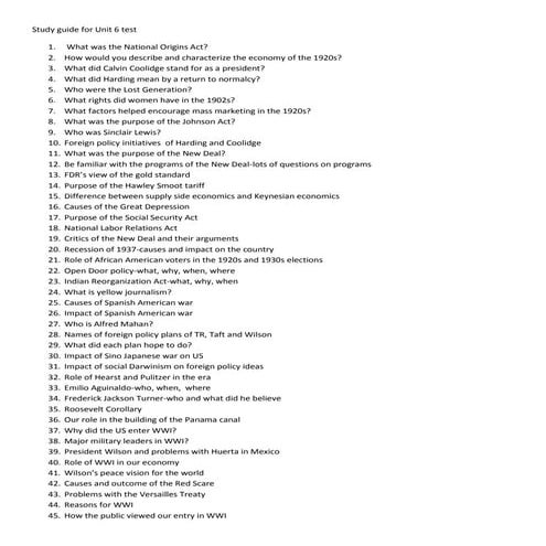 Study guide for unit 6 test | DOCX | Political Issues & policy | Politics