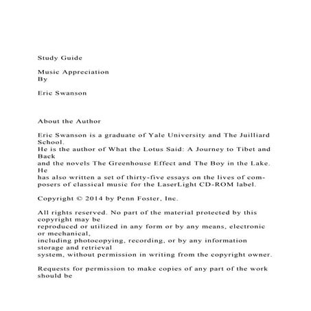 Study GuideMusic AppreciationByEric SwansonA.docx