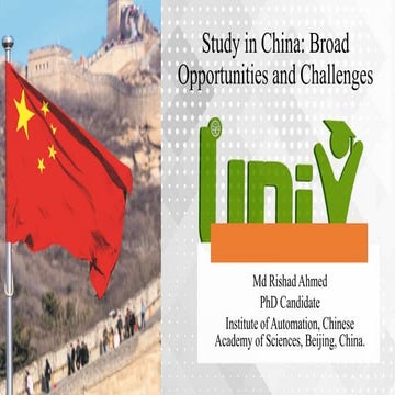 Higher Study in China: Broad Opportunities and Challenges