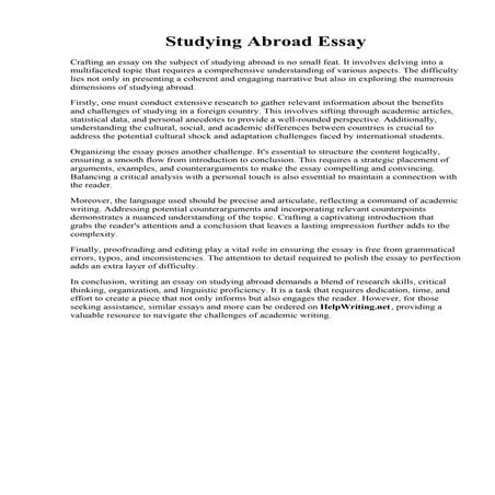 Studying Abroad Essay | PDF