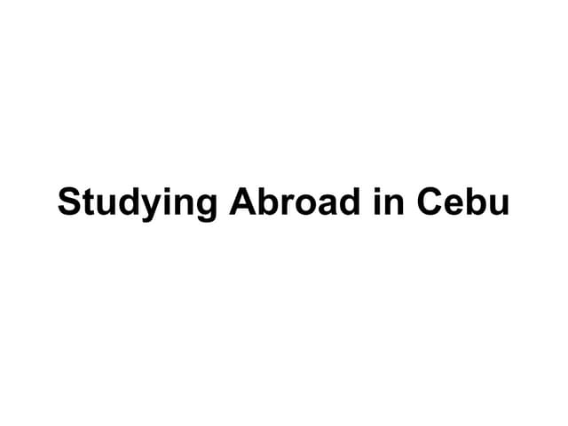 Studying Abroad in Cebu