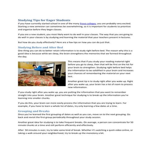 Studying tips for eager students