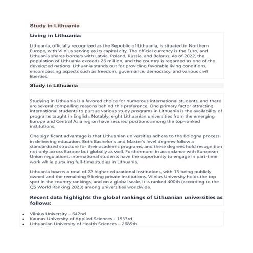Study in Lithuania: Discover Top Universities and Vibrant Cultural Life ...