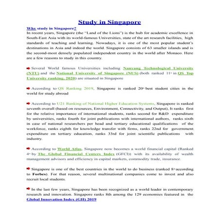 Top Universities to Study in Singapore | PPTX