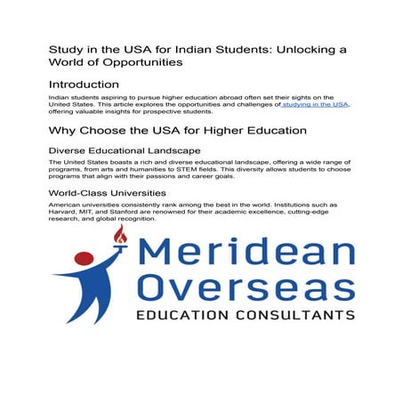 Studying in the USA: A Complete Guide for International Students | PDF
