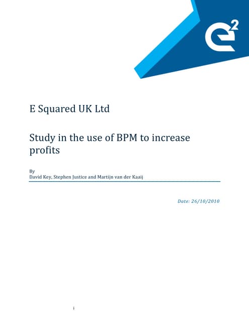 A Study In The Use Of BPM To Increase Profits By David Key Stephen a-study-in-the-use-of-bpm-to-increase-profits-by-david-key-stephen