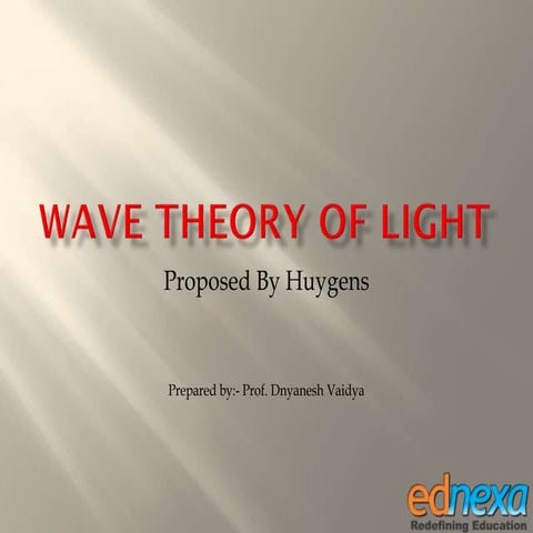Study material 12th Physics -  Wave Theory of Light