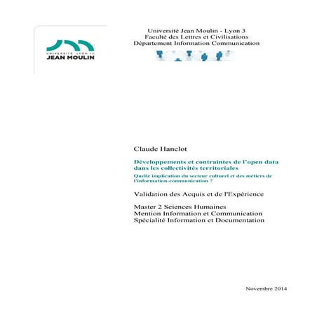 Mémoire Open Data Claude Hanclot