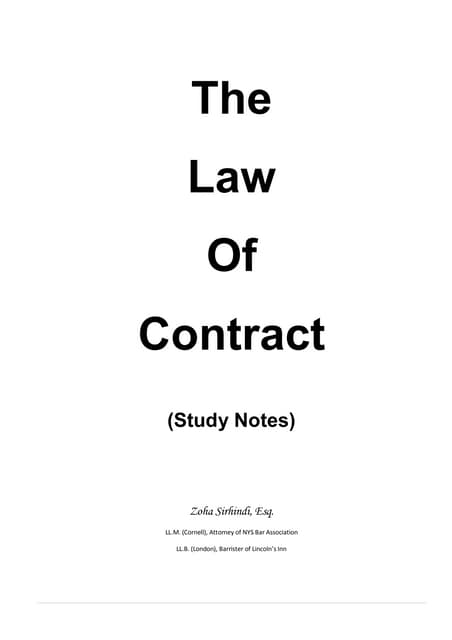 Lecture 1 Introduction To The Law Of Contract Docx