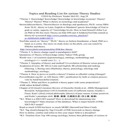 Study notes of management theory 2010 aug24 | PDF