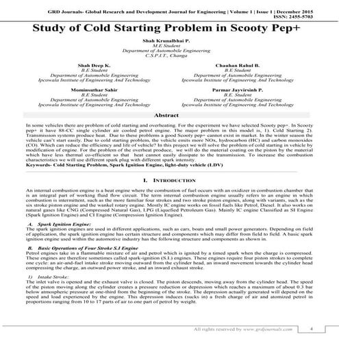 Cold starting problem in scooty pep+ | PPTX