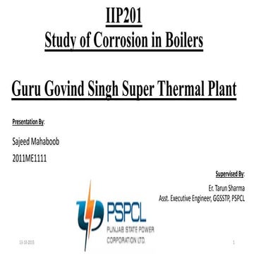 Study of corrosion and erosion in boilers